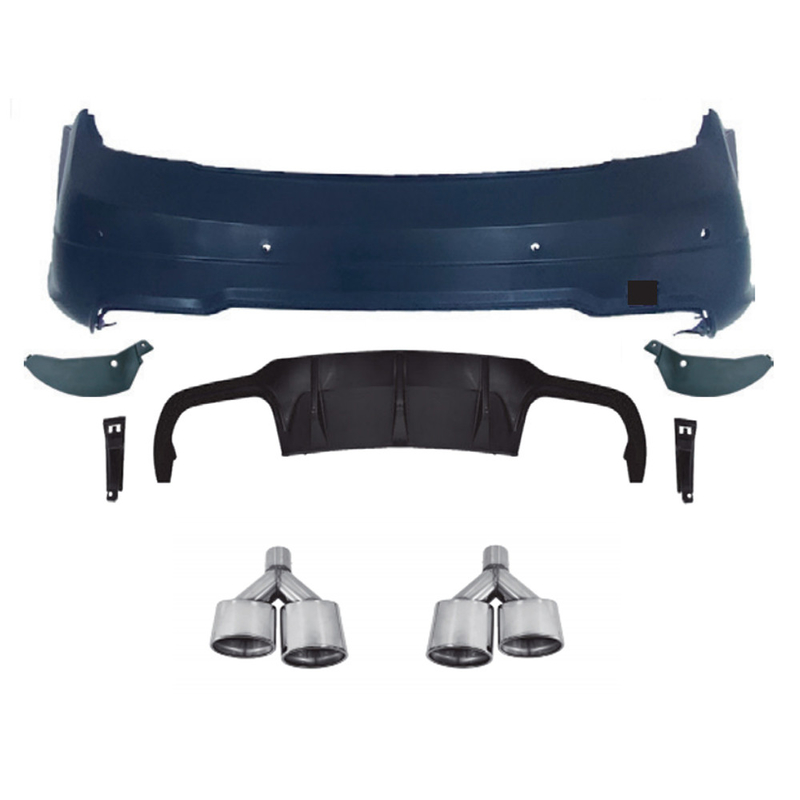 2011-2014 C-Klasse Fahrzeugmodell Hinterstoßfänger-Upgrade mit Diffusor und Auspuffleitung